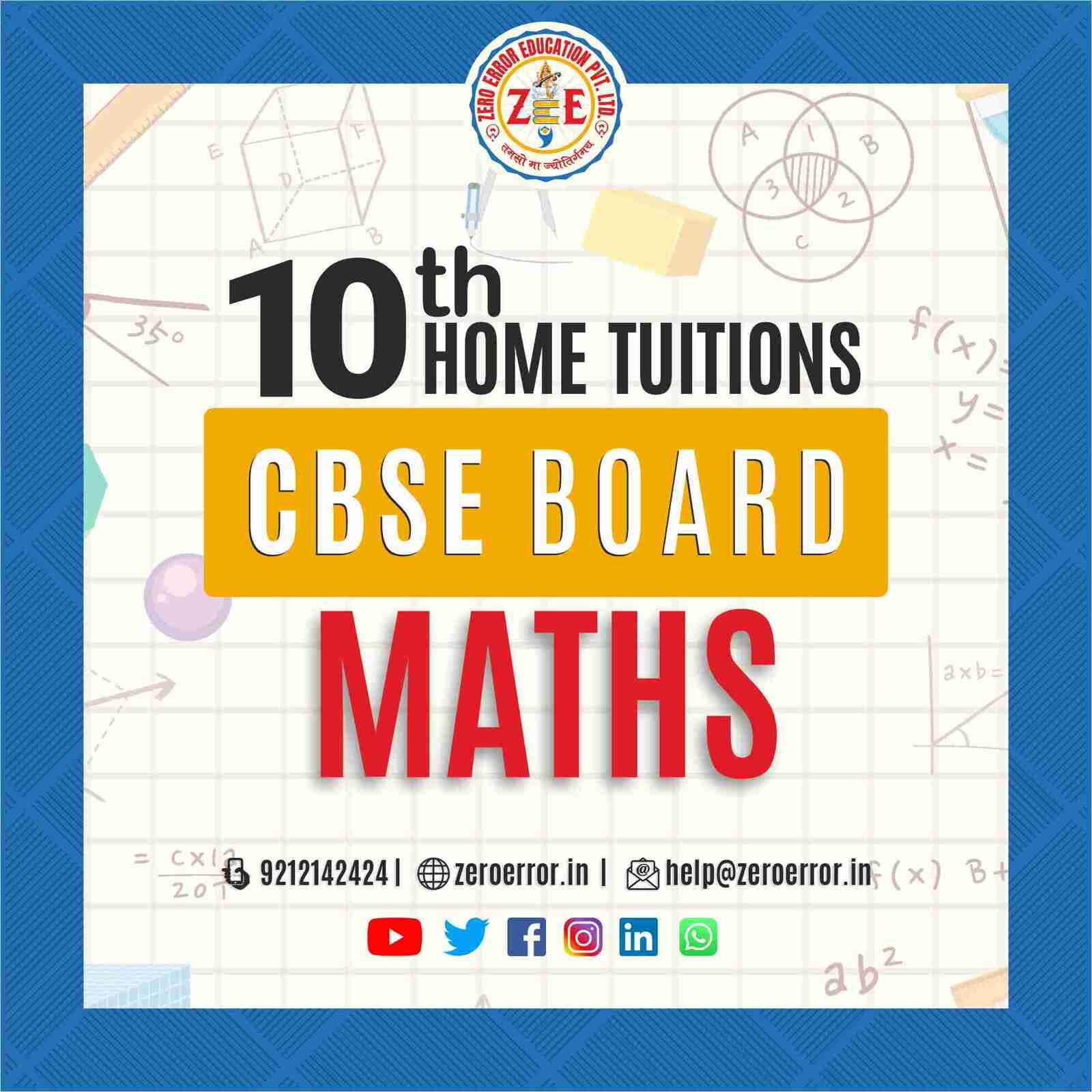 10th Grade CBSE Math's Online Classes by Zero Error Education Prepare for your CBSE board exams with online and offline Math's classes for 10th grade. Learn from experienced home tutors and get all the help you need to succeed. Enroll today at Zero Error Education. [https://zeroerror.in/] Call 9212142424 for more information.