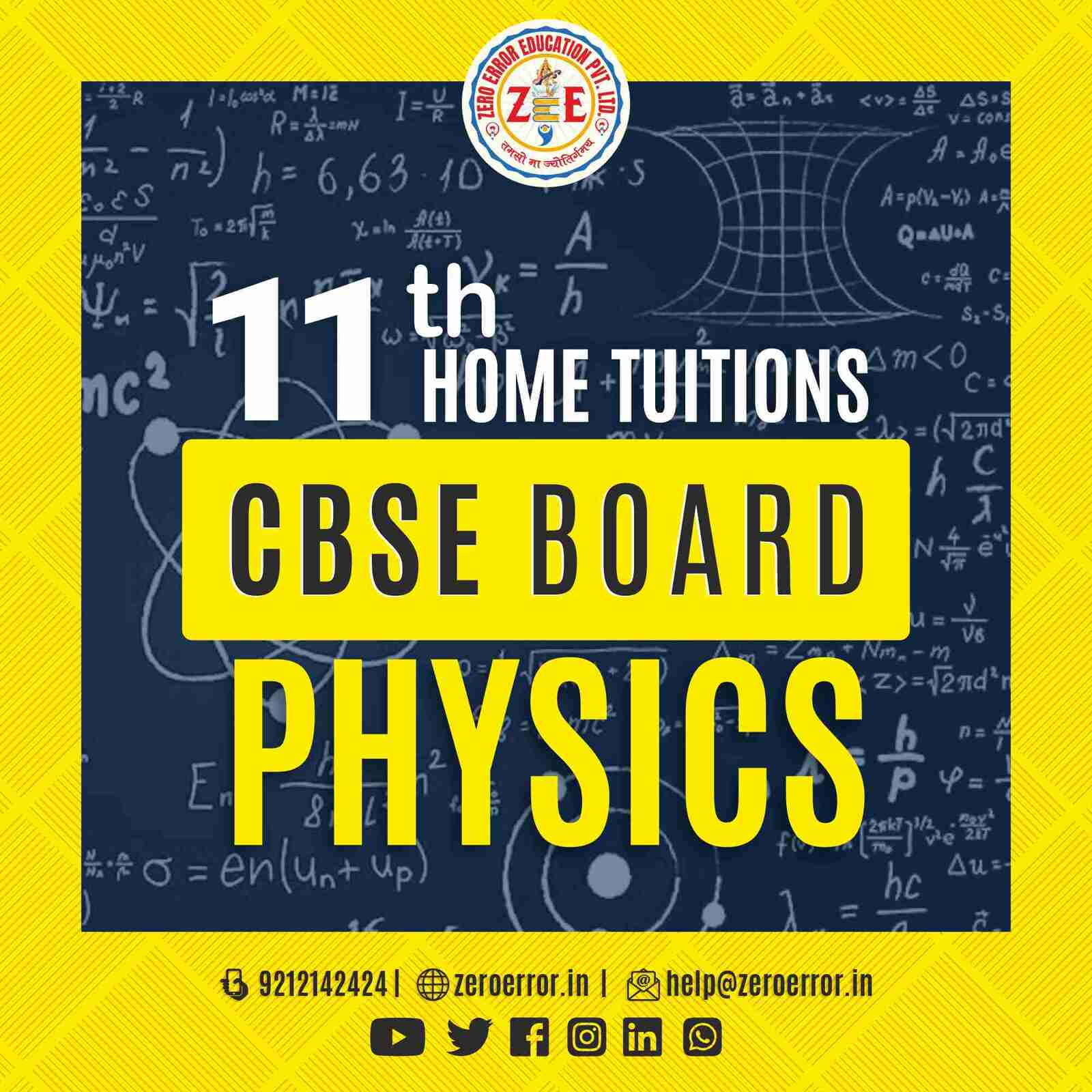 11th Grade CBSE Physics Online Classes by Zero Error Education Prepare for your CBSE board exams with online and offline Physics classes for 11th grade. Learn from experienced home tutors and get all the help you need to succeed. Enroll today at Zero Error Education. [https://zeroerror.in/] Call 9212142424 for more information.