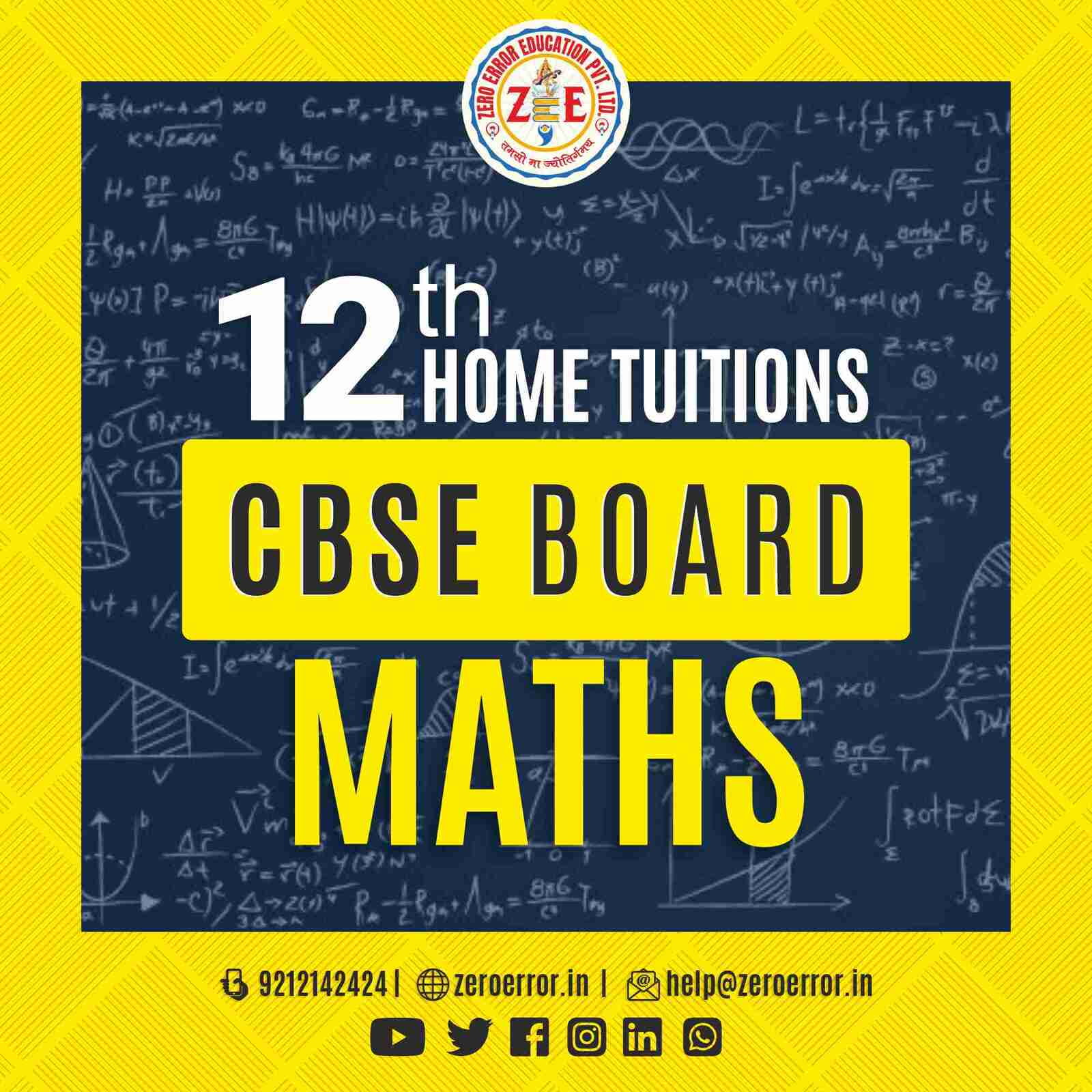 12th Grade CBSE Math's Online Classes by Zero Error Education Prepare for your CBSE board exams with online and offline Math's classes for 12th grade. Learn from experienced home tutors and get all the help you need to succeed. Enroll today at Zero Error Education. [https://zeroerror.in/] Call 9212142424 for more information.