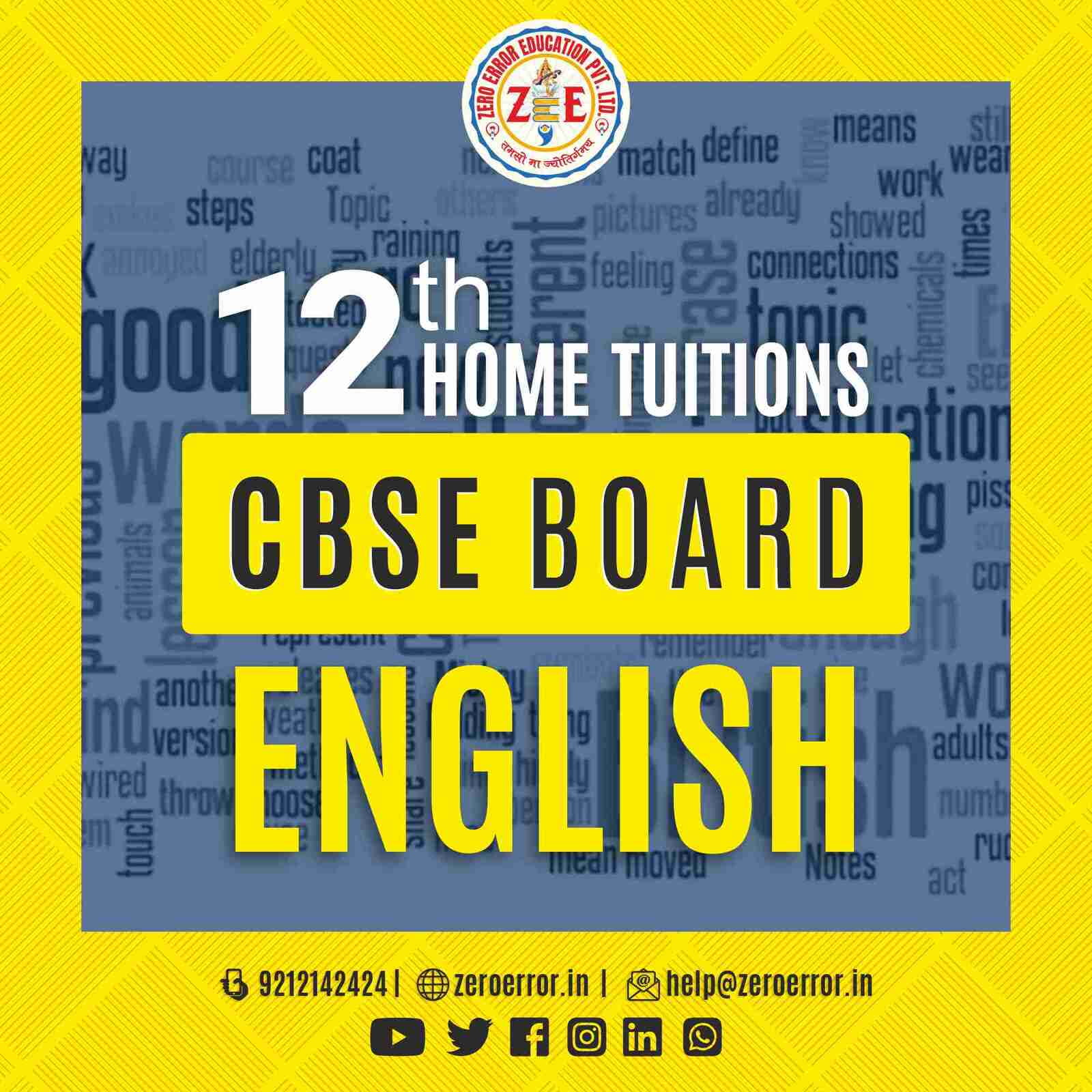 12th Grade CBSE English Online Classes by Zero Error Education Prepare for your CBSE board exams with online and offline English classes for 12th grade. Learn from experienced home tutors and get all the help you need to succeed. Enroll today at Zero Error Education. [https://zeroerror.in/] Call 9212142424 for more information.
