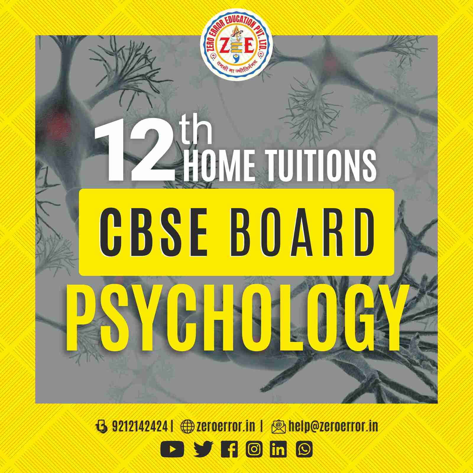 12th Grade CBSE Psychology Online Classes by Zero Error Education Prepare for your CBSE board exams with online and offline Psychology classes for 12th grade. Learn from experienced home tutors and get all the help you need to succeed. Enroll today at Zero Error Education. [https://zeroerror.in/] Call 9212142424 for more information.
