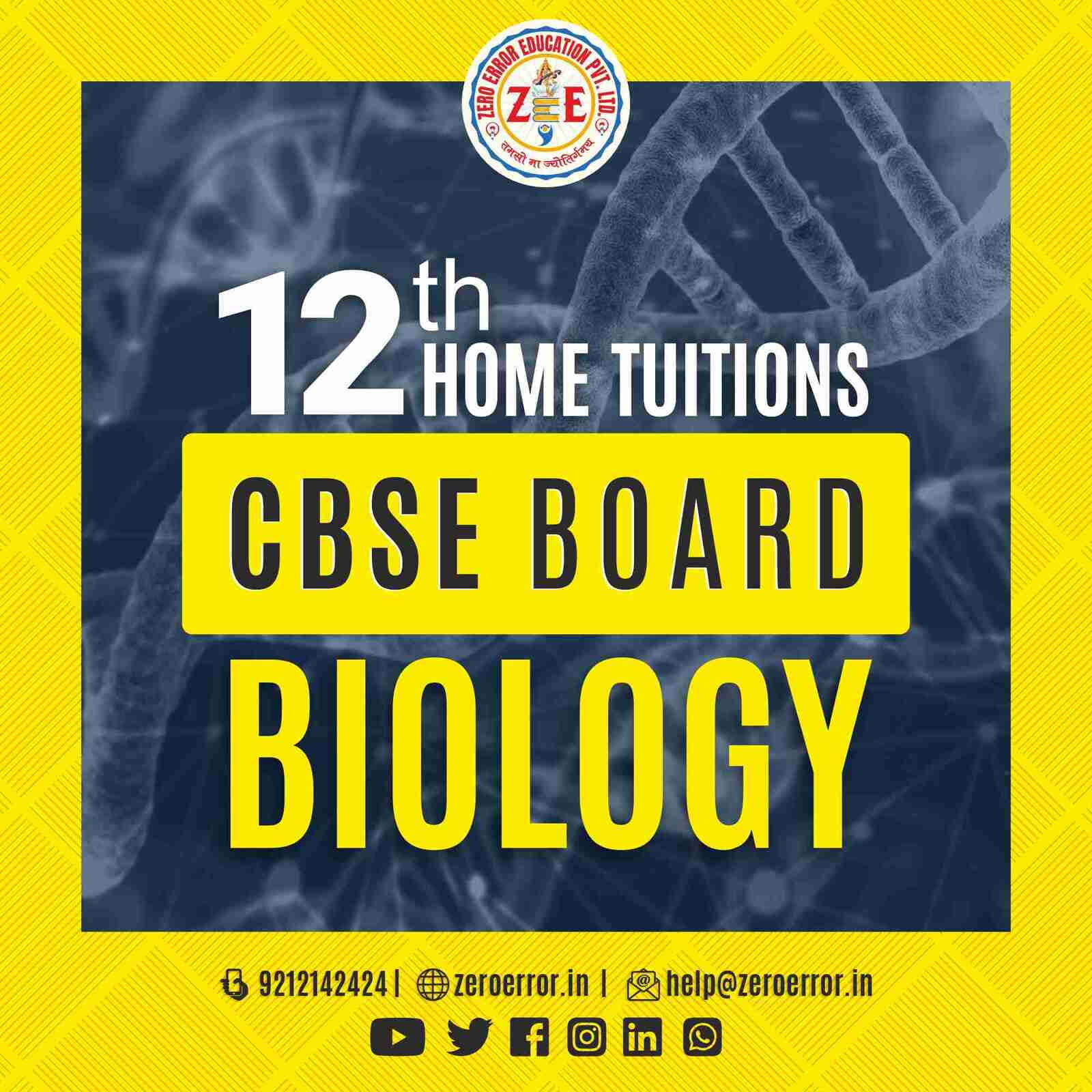 12th Grade CBSE Biology Online Classes by Zero Error Education Prepare for your CBSE board exams with online and offline Biology classes for 12th grade. Learn from experienced home tutors and get all the help you need to succeed. Enroll today at Zero Error Education. [https://zeroerror.in/] Call 9212142424 for more information.