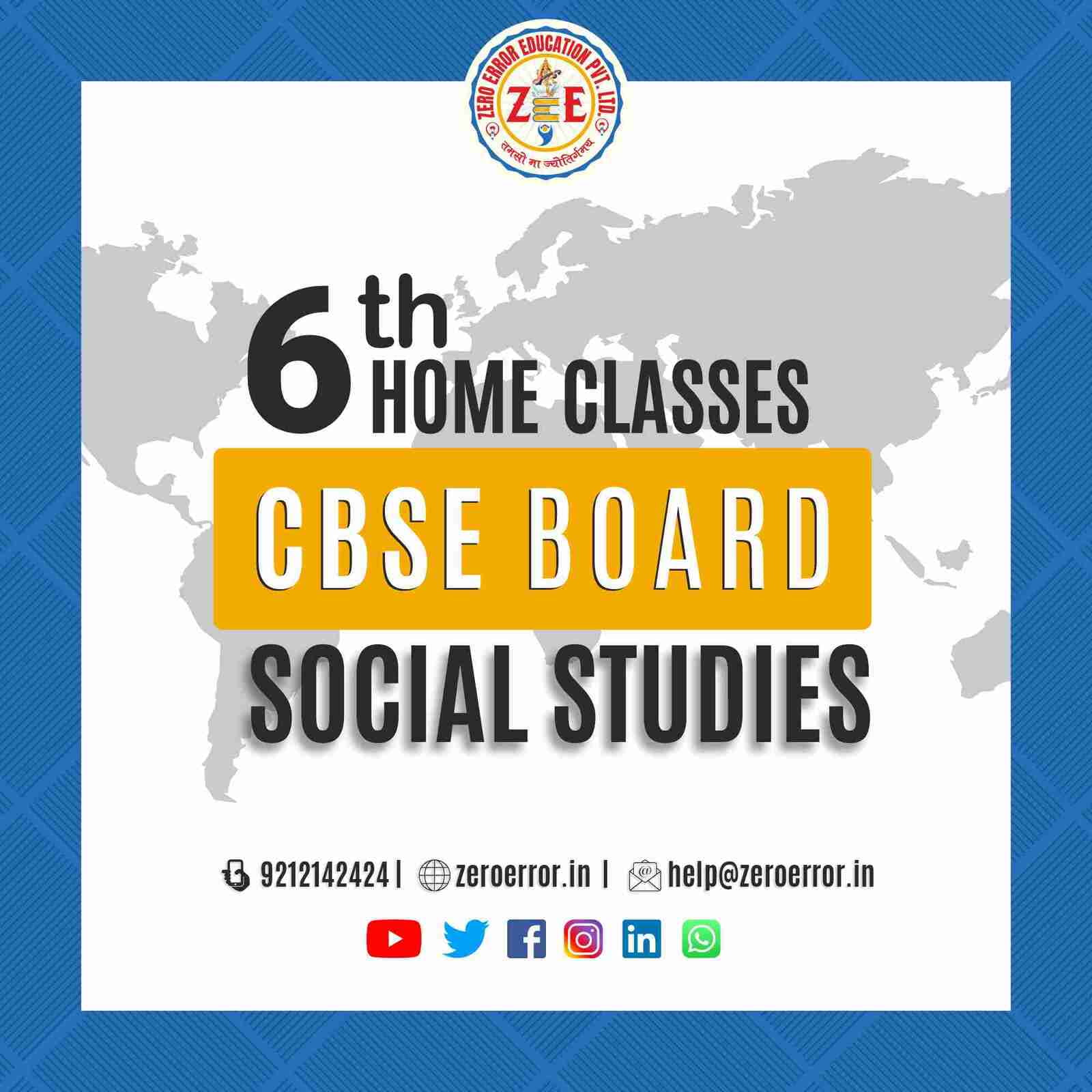 6th Grade CBSE Social Science Online Classes by Zero Error Education Prepare for your CBSE board exams with online and offline SST classes for 6th grade. Learn from experienced home tutors and get all the help you need to succeed. Enroll today at Zero Error Education. [https://zeroerror.in/] Call 9212142424 for more information.