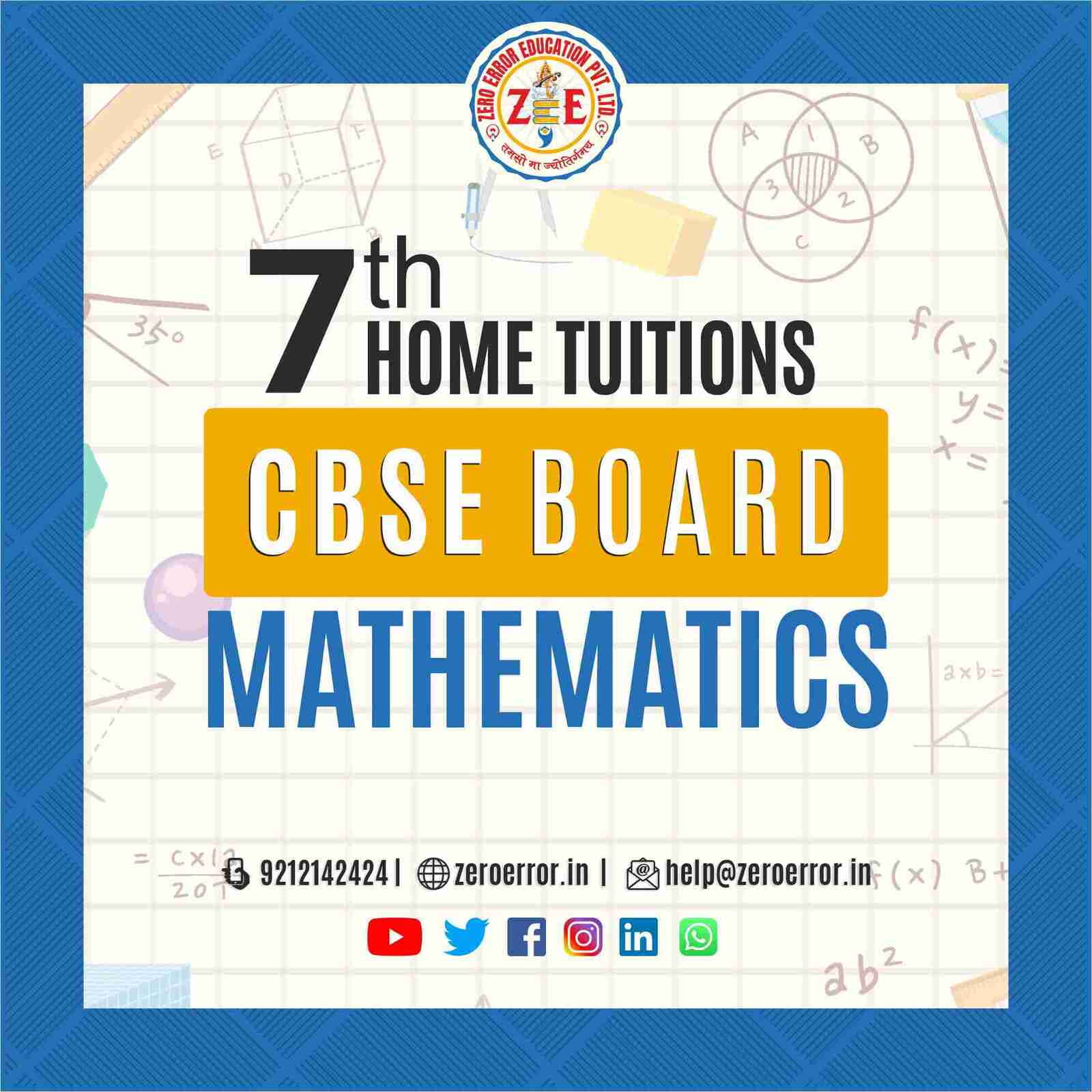 7th Grade CBSE Math's Online Classes by Zero Error Education Prepare for your CBSE board exams with online and offline Math's classes for 7th grade. Learn from experienced home tutors and get all the help you need to succeed. Enroll today at Zero Error Education. [https://zeroerror.in/] Call 9212142424 for more information.