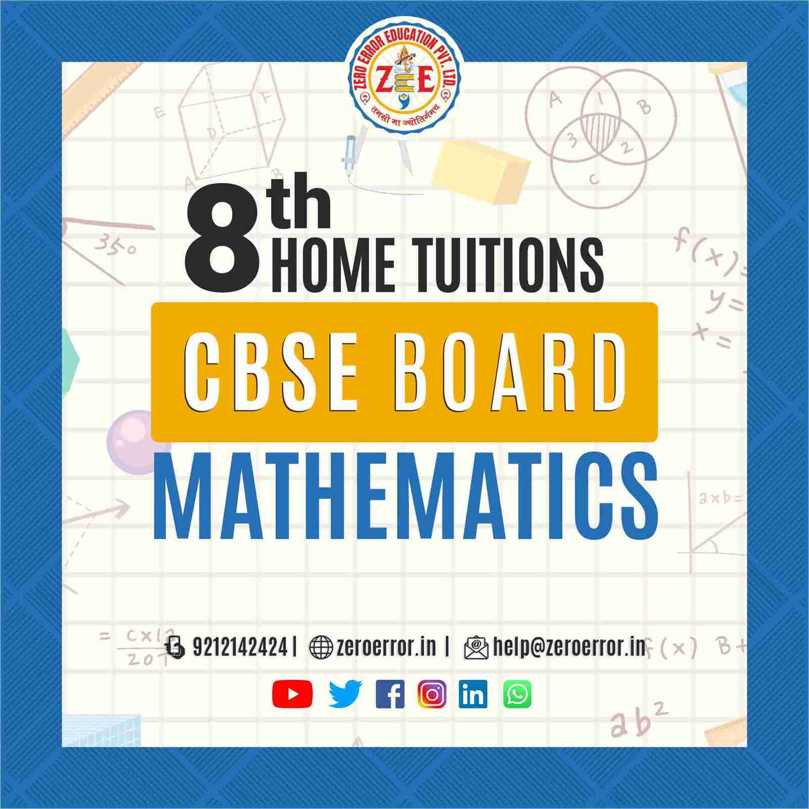 8th Grade CBSE Math's Online Classes by Zero Error Education Prepare for your CBSE board exams with online and offline SST classes for 8th grade. Learn from experienced home tutors and get all the help you need to succeed. Enroll today at Zero Error Education. [https://zeroerror.in/] Call 9212142424 for more information.