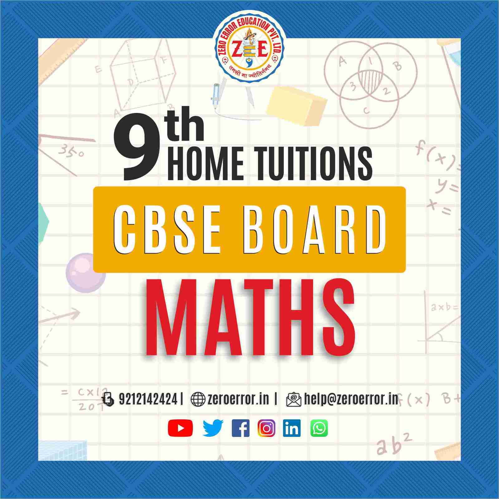 9th Grade CBSE Math's Online Classes by Zero Error Education Prepare for your CBSE board exams with online and offline Math's classes for 9th grade. Learn from experienced home tutors and get all the help you need to succeed. Enroll today at Zero Error Education. [https://zeroerror.in/] Call 9212142424 for more information.